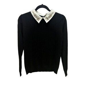 MILANO Women's  Long Sleeves  Embellesilished with rhinestone Round Neck Medium
